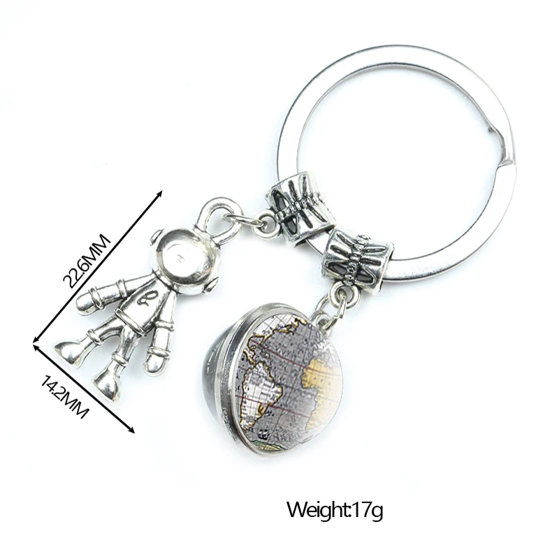 Винтажный брелок с картой мира модные подвески в виде астронавта космоса робота