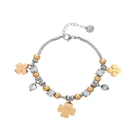 stainless steel clover charm womens bracelet bangles accessories beads chain bracelet for female trend jewelry 2021 wholesale