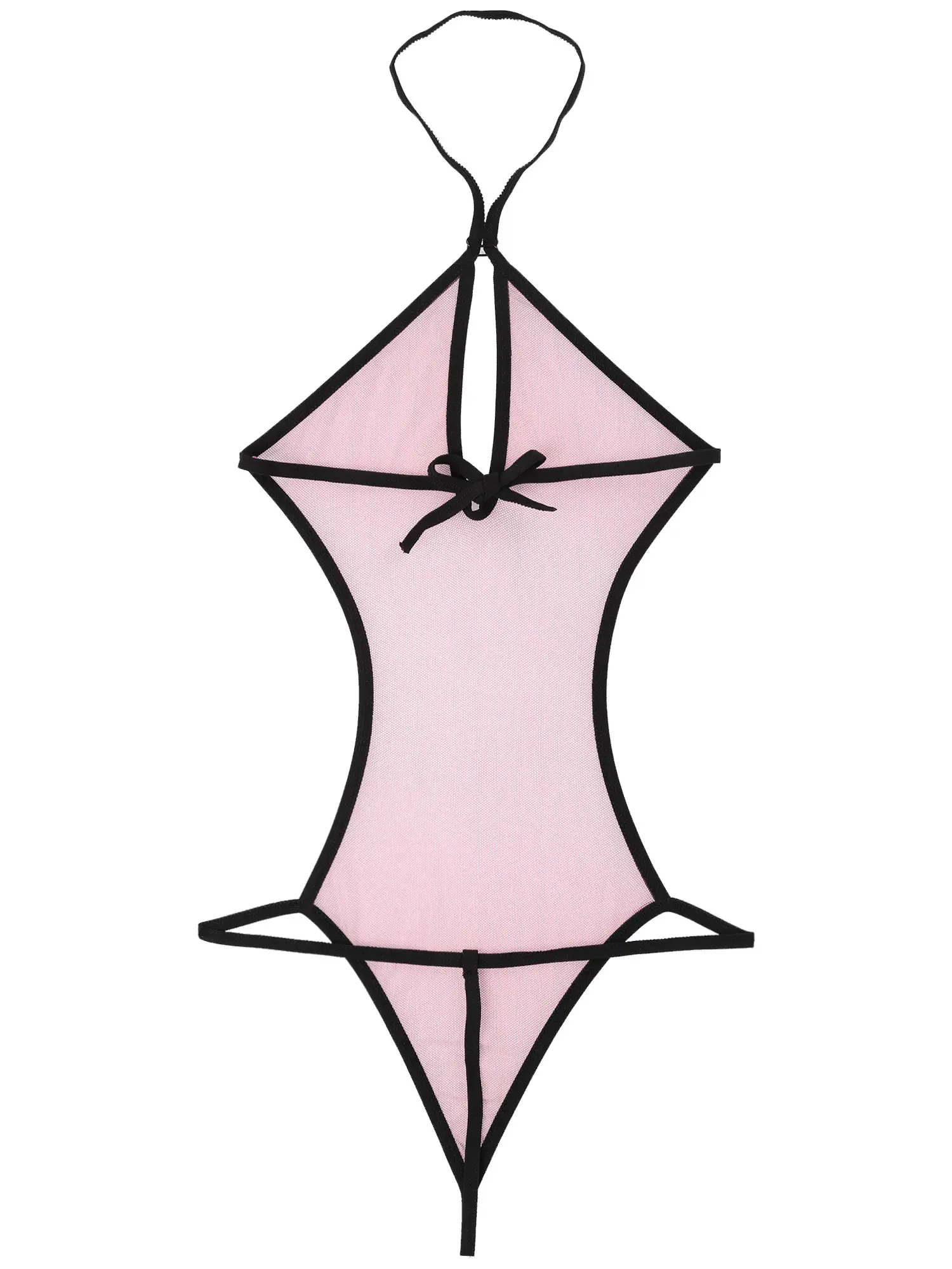 

Женское нижнее белье, прозрачное боди с бретелькой через шею и вырезом, трико с открытой спиной, нижнее белье, ночное белье для вечевечерние