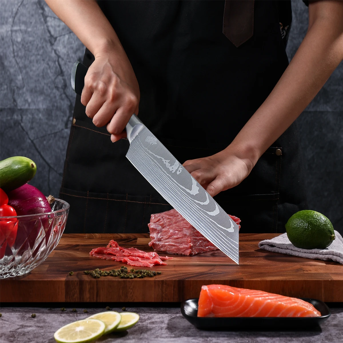 Кухонный нож 8 дюймов дамасский Chef' японский из нержавеющей стали кухонный