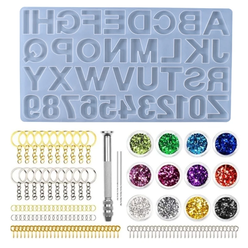 

1 Set Crystal Epoxy Resin Mold Alphabet Number Pendant Casting Silicone Mould X7YC