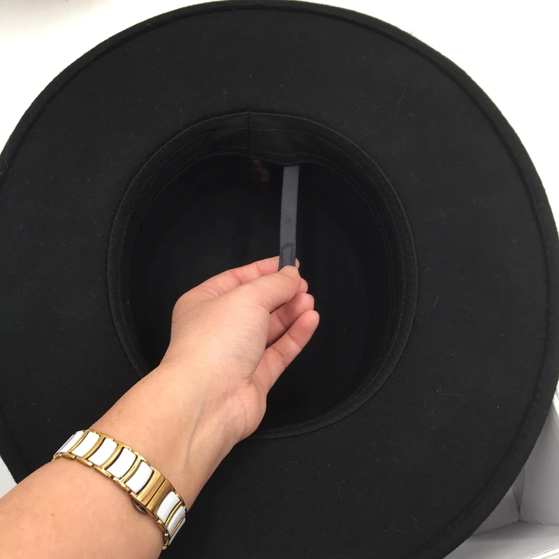 In Europe and the British classic black hat for women wool fashion female party stage tide flat hat Fedora
