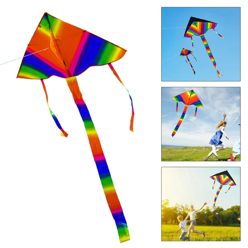 

Y55B Single Line Kite Beach Outdoor Backyard Toy for Kids Interactive Toy for Family Games Party Toy Rainbow Assembly Kite