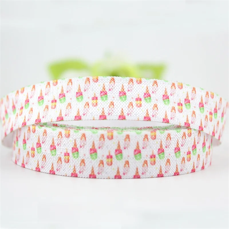 

5/8"Cartoon ice cream heat-transfer printedelastic foe 16mm diy girls handmade bow ribbons for degift wrap tape ribbons