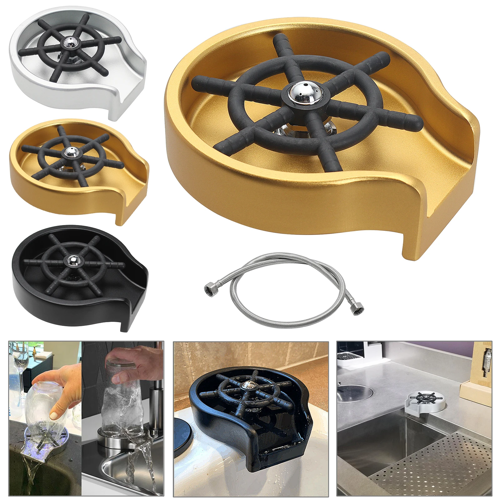 

Faucet Automatic Cup Washer For Bar Rinser Glass Coffee Pitcher High Pressure Wash Cup Tool Home Sink Fixture Accessories