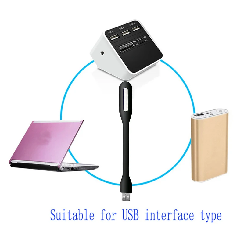 1 шт. Складная синяя супер яркая USB светодиодная мини Портативная Гибкая книга лампа для чтения для мобильного питания компьютера ноутбука