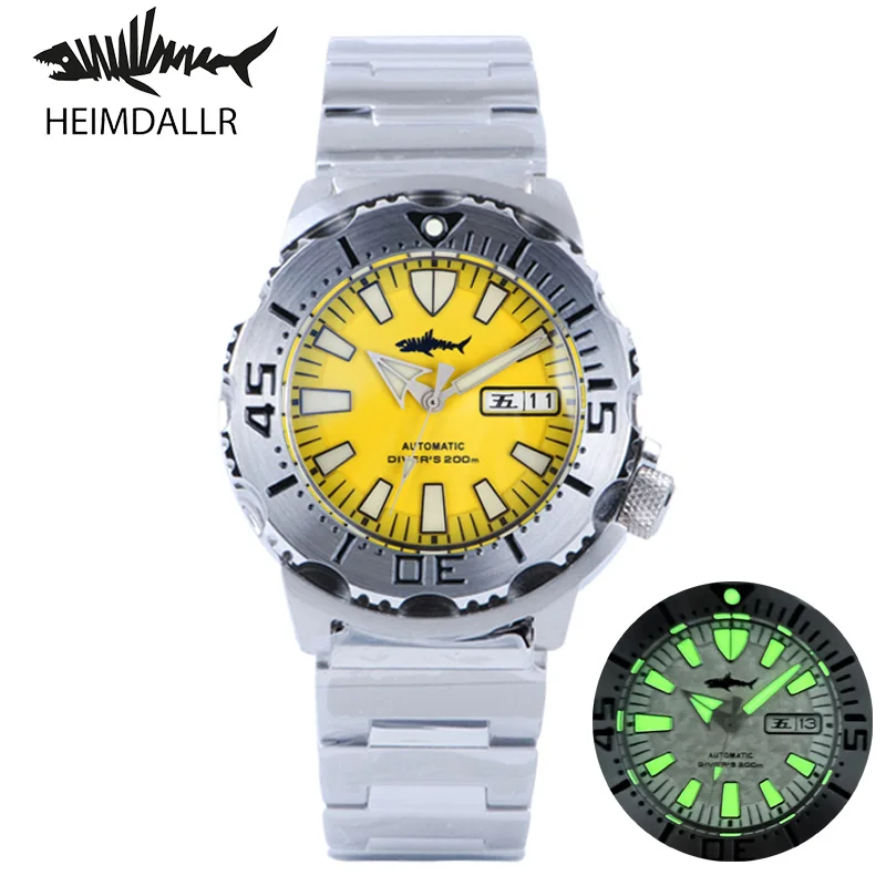 

Heimdallr Version V2 Monster Diving Watch Yellow Dial Sapphire Crystal NH36 Automatic Movement 200m Water Resistant Luminous