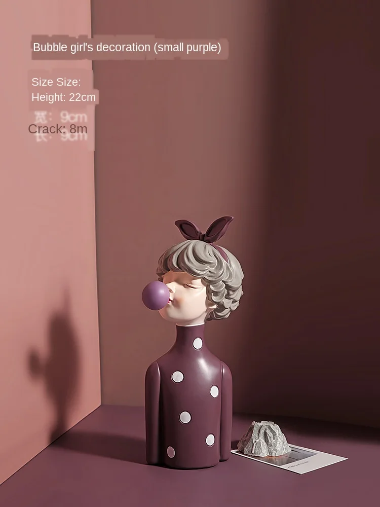 

Creative Holding Heart Girl Statue Decoration Bow Headband Girl Heart Character Home Accessories Crafts Gifts