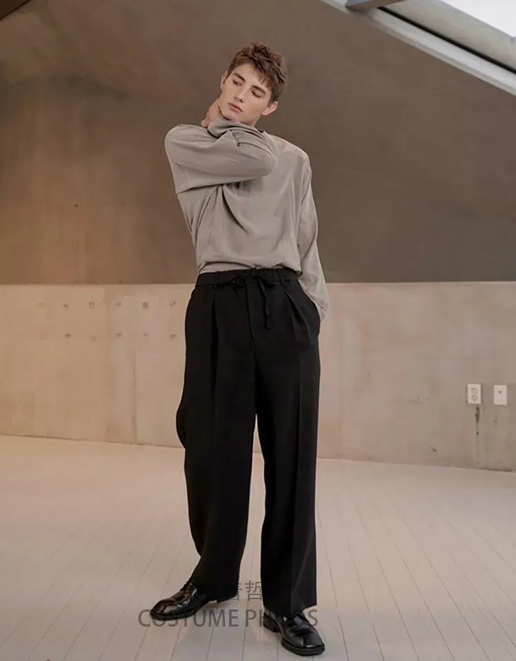 Мужские повседневные брюки Капри Брюки расклешенные Широкие свободные темные |