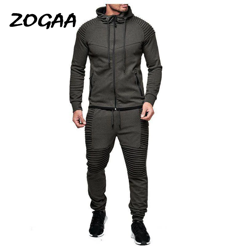 

ZOGAA Sets Men Autumn Winter Plus Size Men's Casual Pleated Sports Fitness Solid Cardigan Suit Tracksuit Sweatsuit Hot Sale Chic