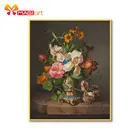 вышивка крестом наборы рукоделие, наборы для вышивки 11CT водорастворимые рисунки на холсте 14CT цветы процветают в нежной вазе-NCMF322