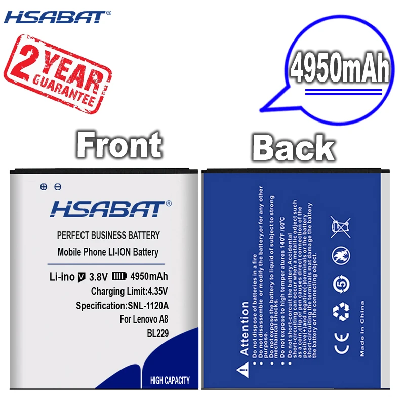 Новое поступление [HSABAT] 4950mAh BL229 Сменный аккумулятор для Lenovo A8 A808T A806|Аккумуляторы