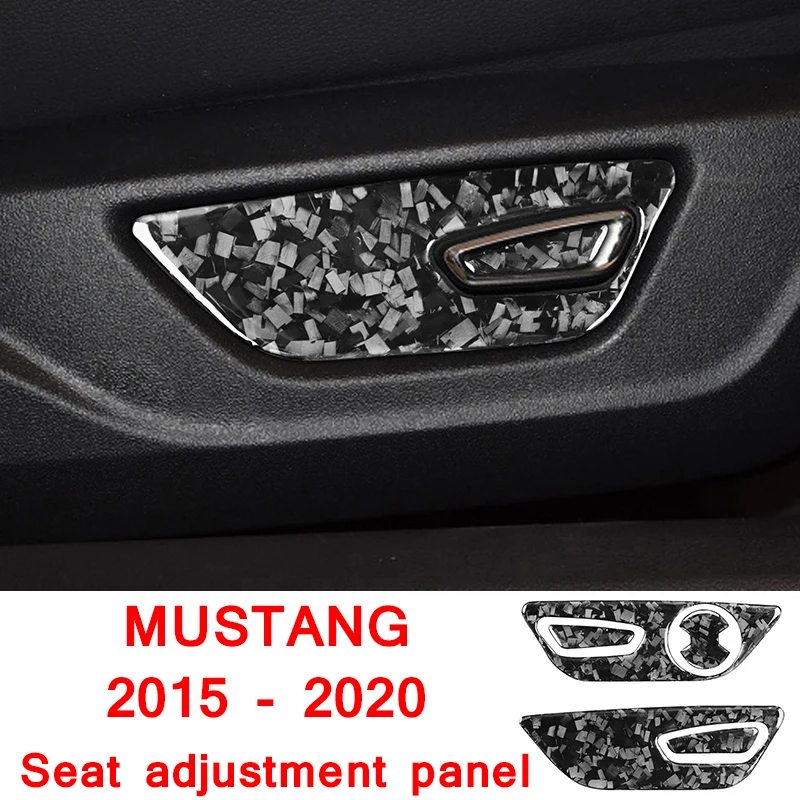 

For Ford Mustang 2015 - 2020 Carbon Fiber Seat Adjustment Panel Decoration Strips Car Stickers Forged Pattern Interior Accessory