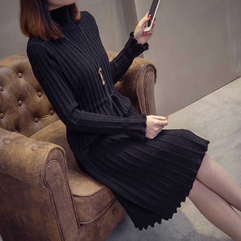 Женская трикотажная юбка с рукавами-фонариками до колена | одежда