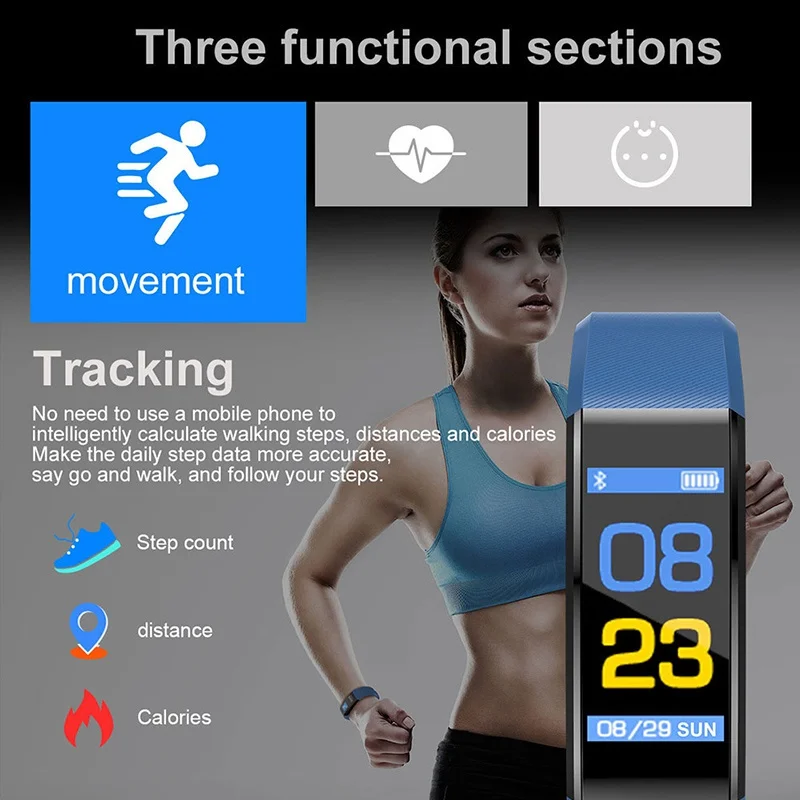 Smart Band Waterproof Fitness Tracker Plus Bracelet Blood Pressure Heart Rate Monitor Sports Wristband New | Электроника