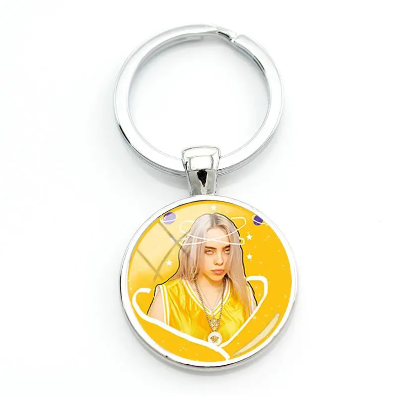 JOINBEAUTY, хип-хоп, музыка, звездное искусство, изображение, брелок Billie Eilish, женский брелок, кольцо, держатель, подарок на день рождения, ювелирное изделие HB09 - Цвет: HB08