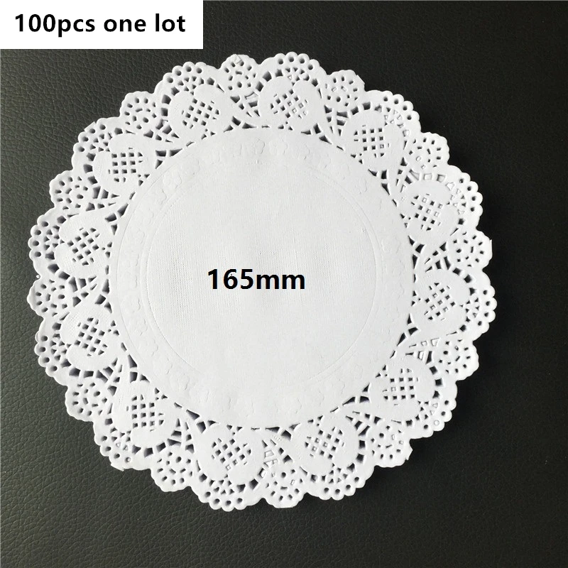 100pcs 165mm 130 шт. 4,5 ''6. 5 ''8,5'' белый круглые бумажные кружевные салфетки Doyleys Винтаж подставки для столовых приборов ремесло, свадьбы, Рождества, Украшение стола - Цвет: 100pcs 165mm