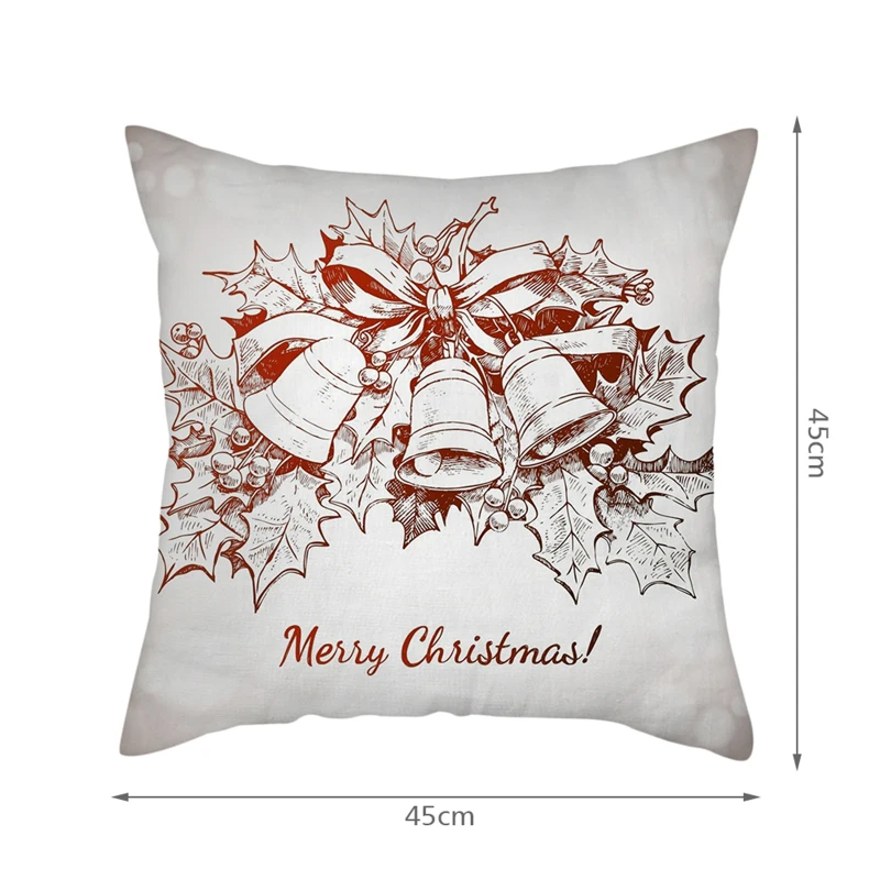 

45x45 Christmas Decorative Pattern White Style Peach Skin Pillows Cover Sofa Bed Decorative Home Winter