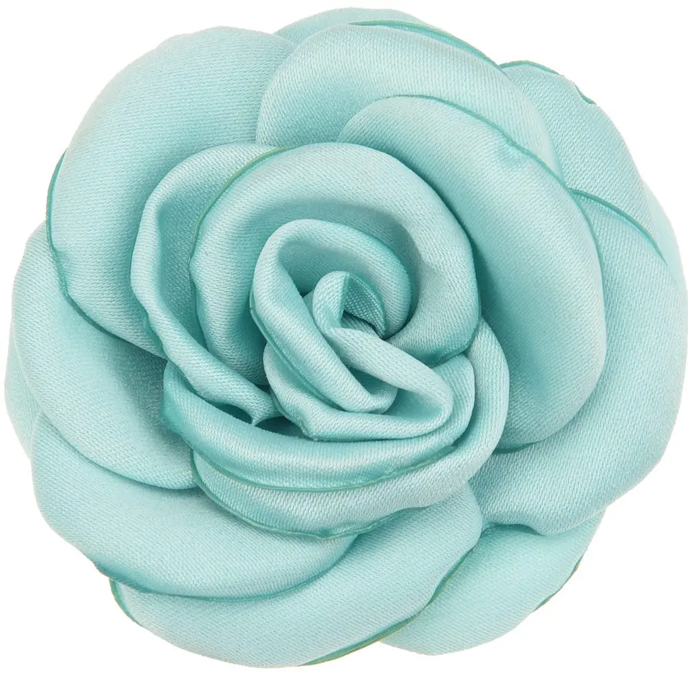 Mint Green 10 шт. атласный цветок 6 см Жареные Цветочные Цветы Camillia DIY Цветы Аксессуары для волос горящий цветок без заколки для волос - Цвет: Mint Green