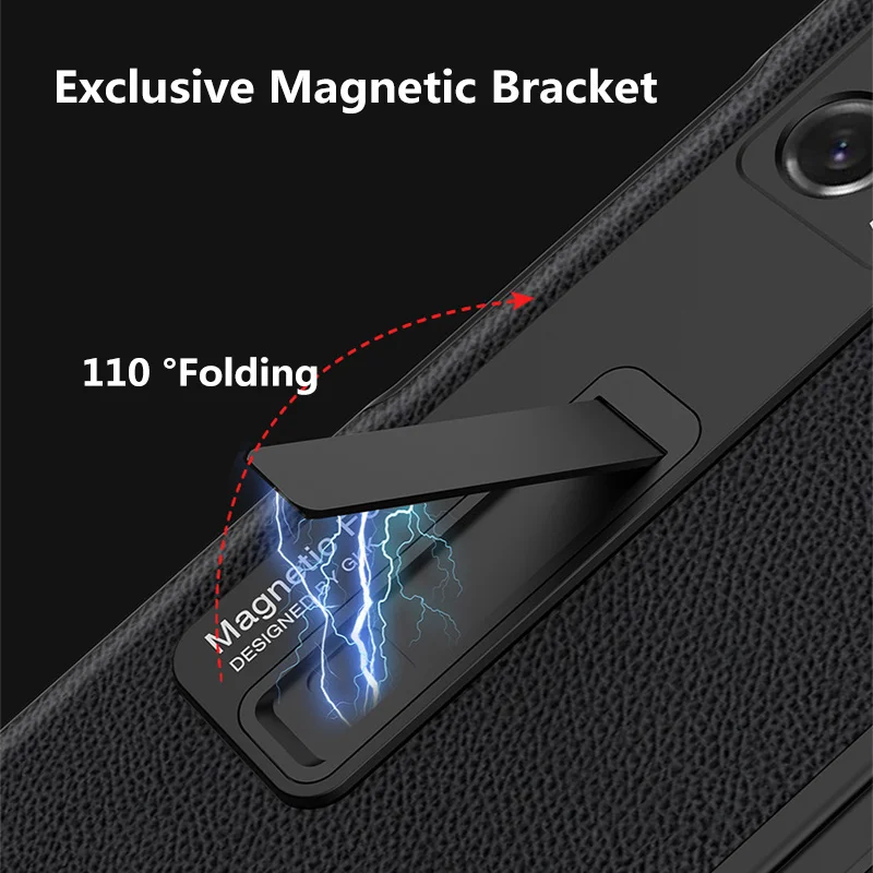 Plain Leather Fold Magnetic Stand Holder Case For Samsung Galaxy Z Fold 2 5G Phone Cover New Ultra-thin Shockproof Fitted Fundas