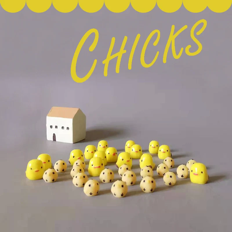 Бесплатная доставка 24 шт/желтый цыплят/миниатюры/милые животные/Сказочный