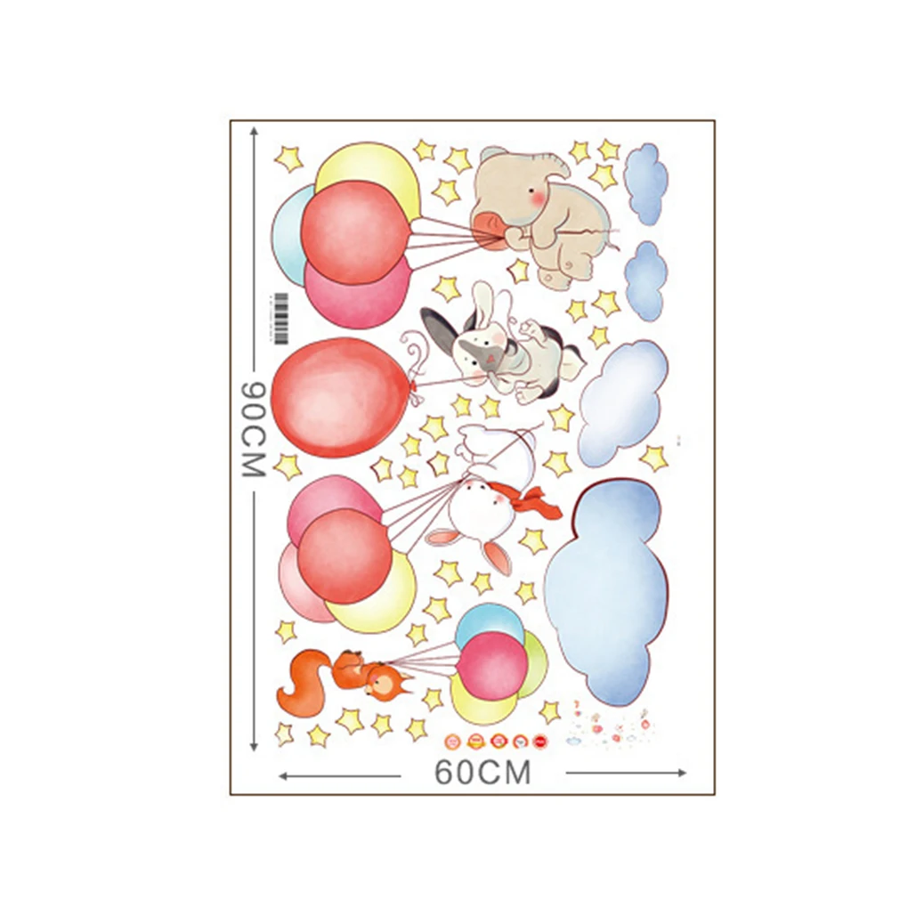 

Cloud Balloons Cartoon Animal Wall Sticker Waterproof Wallpaper DIY Art PVC Furnishings Living Room Decals