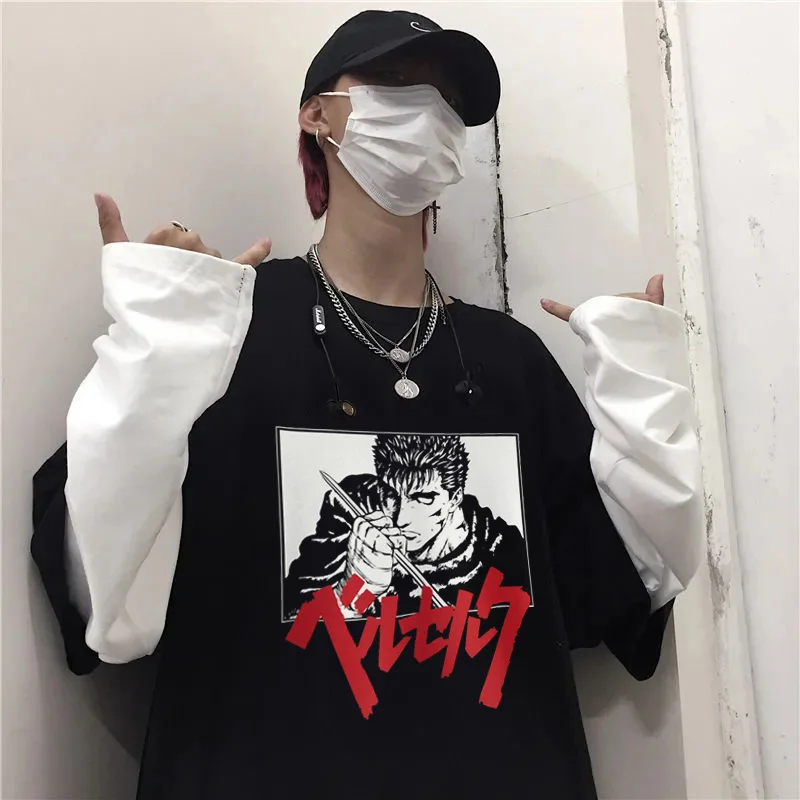 Футболка в японском стиле Харадзюку стильная рубашка с имитацией двух кистей