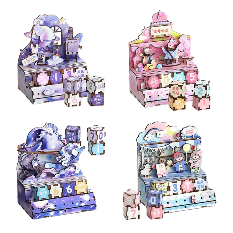 

Cartoon Wooden Puzzles Blocks Calendar Home Ornaments for studen Children Home
