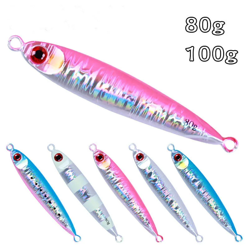 

80g100g Jigging Fishing Lure Metal Jig Trolling Hard Bait Bass Fishing Bait Tackle Trout Jigging Lure Jigs Saltwater Lures