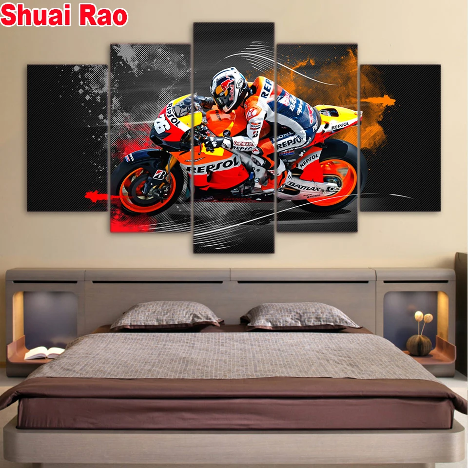 

5 Pieces diamond painting Motorcycle Racing diamond embroidery full round drill mosaic set diamond round drill mosaic decor