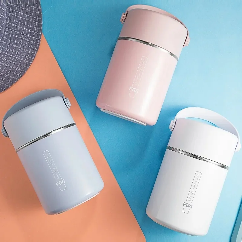 

800ml Food Thermal Jar Vacuum Insulated Soup Pot Thermos Containers 316 Stainless Steel Lunch Box with Folding Spoon Lunch Box