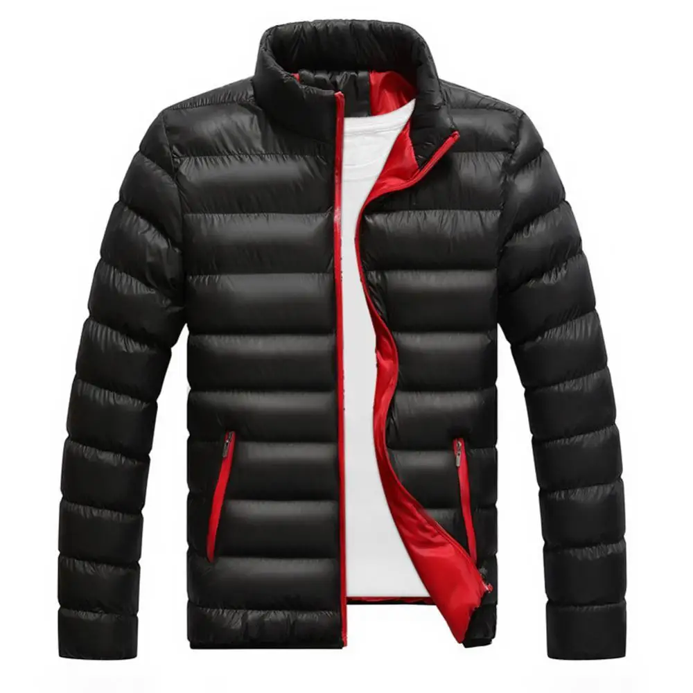 

Men Winter Warm Long Sleeve Stand Collar Down Jacket Cotton Padded Coat Outwear