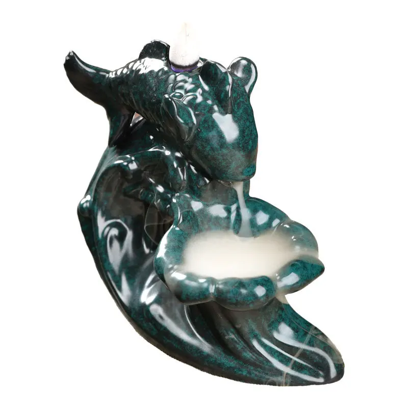 

Fish Backflow Incense Burner Meditation Gifts Ceramic Incense Burner Home Decor Creative Smoke Waterfall Incense Holder Censer