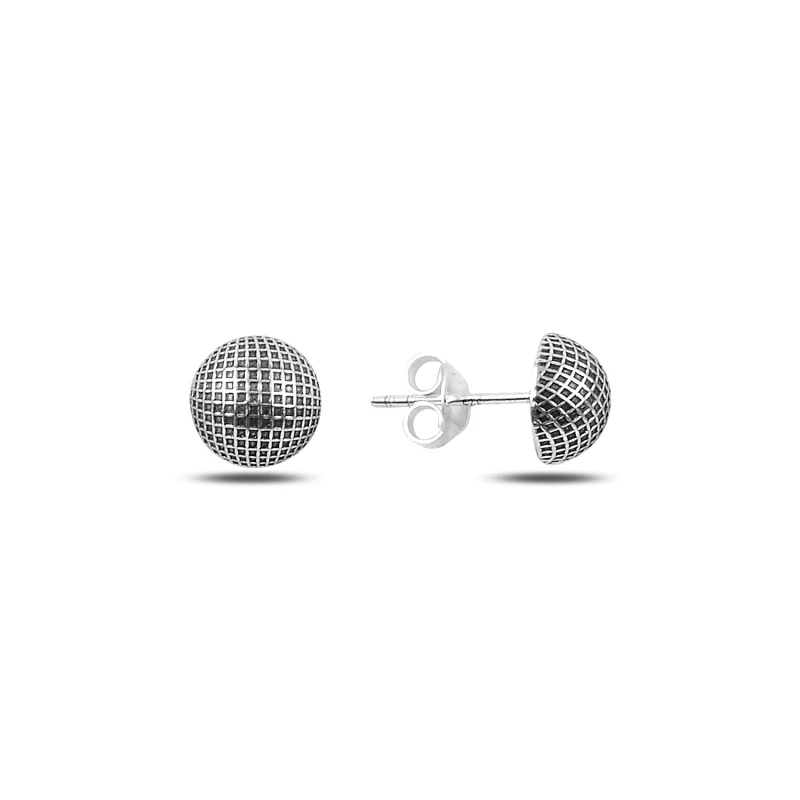 

Silverlina Silver 8mm Patterned Half Ball Earrings