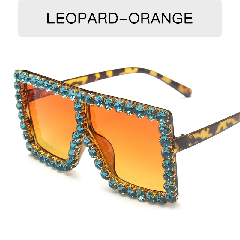 

Luxury Diamond Square Sunglasses Sexy Women Big Size Crystal Shades Sun Glasses Ladies 2021 Gradient Colordul Oculos
