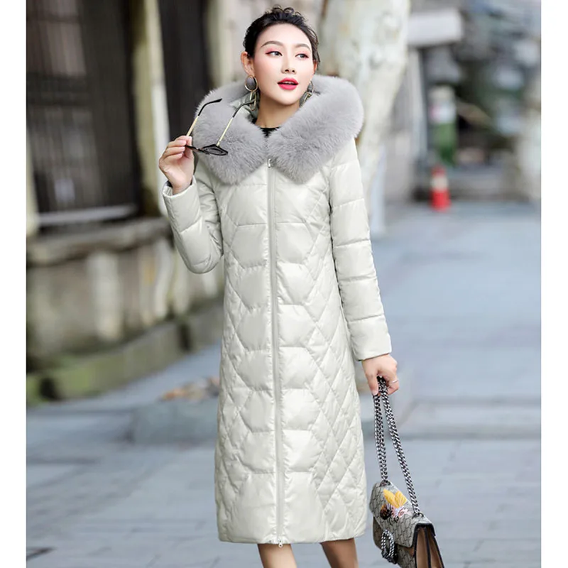 Женская куртка из натуральной кожи пальто овчины Женское зимнее Воротник