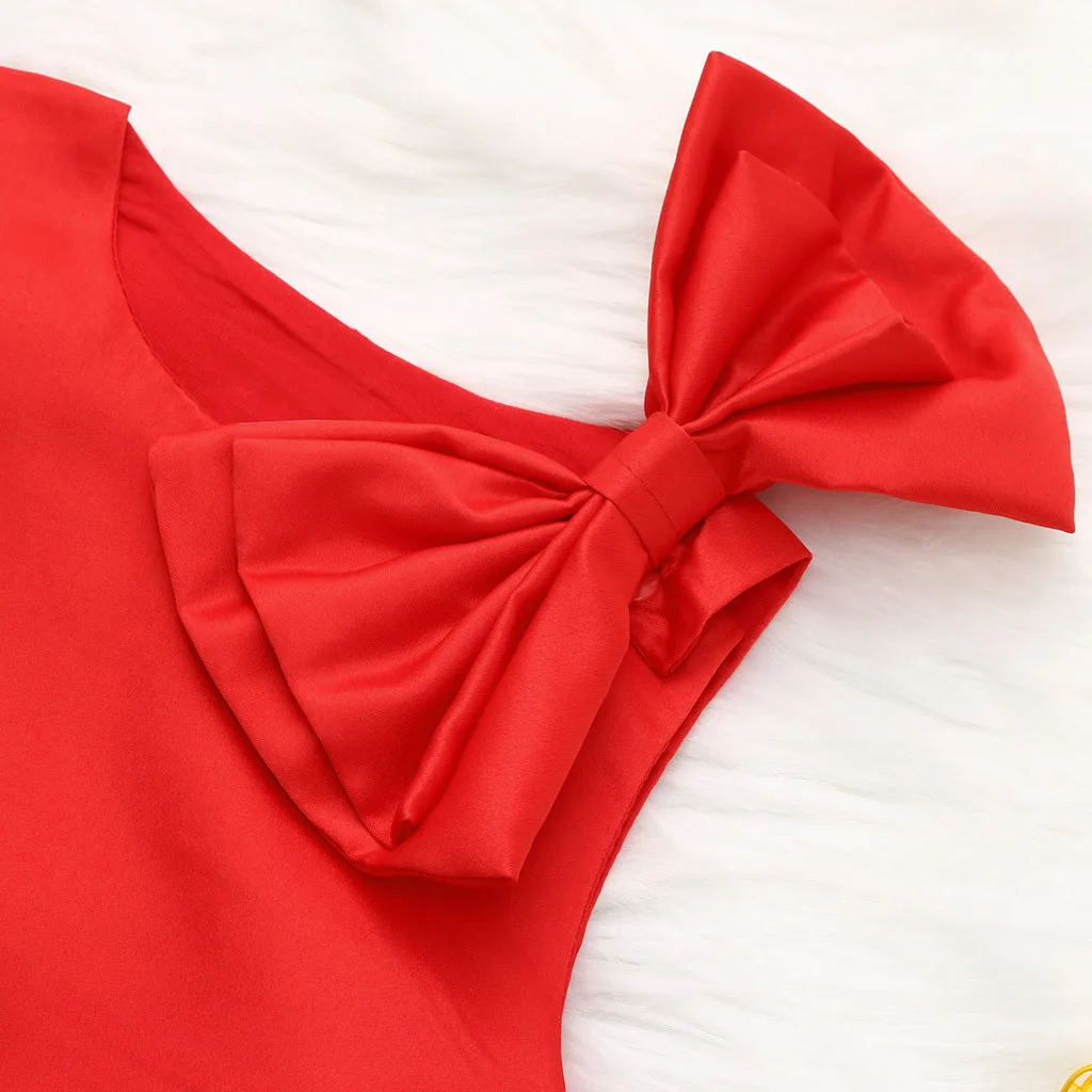 2020 Toddler Girls Dress Luxury Red Princess Baby Wedding Party Dresss Cute Sleeveless Dresses Vestido Christening | Детская одежда и