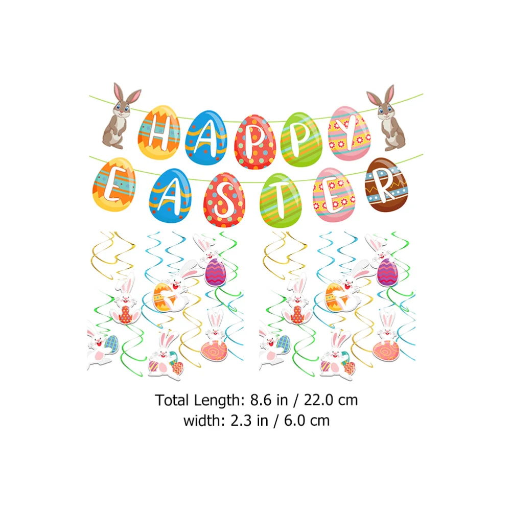 

1 Set Easter Festival Hanging Banner Rabbit Shaped Spiral Hanging Pendants
