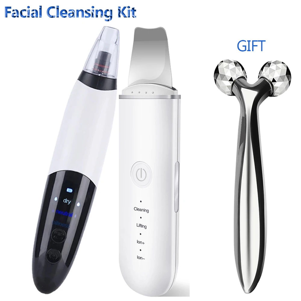 

Ultrasonic Facial Skin Scrubber Facial Cleaner Machine Blackhead Remover Acne Peeling Cleaner Facial Cleaning Kit Skin Care