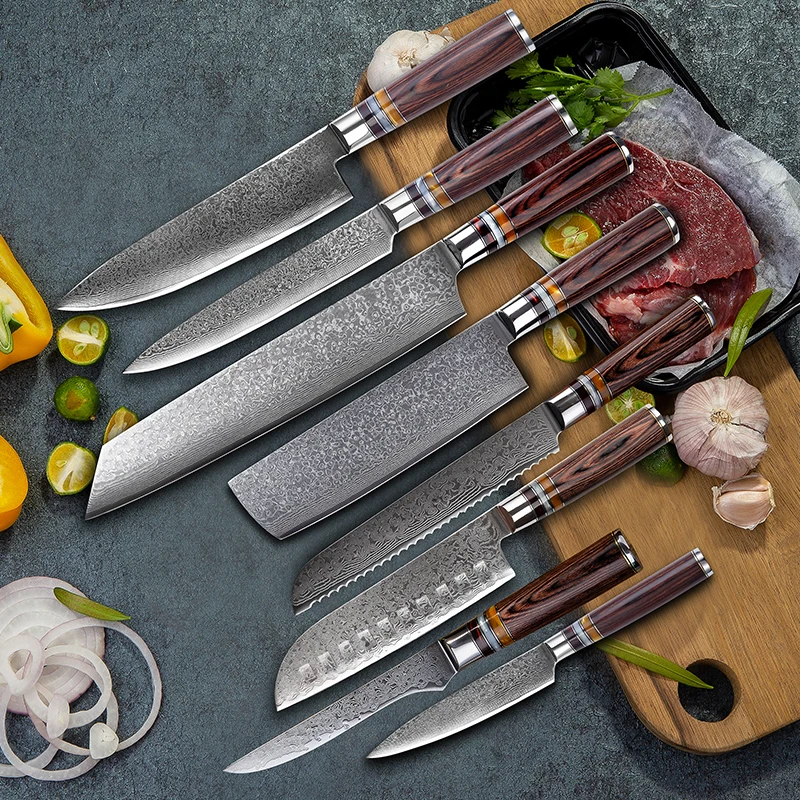 Кухонные ножи Grandsharp VG10 из дамасской стали шеф-нож Kiritsuke для обвалки хлеба сантоку