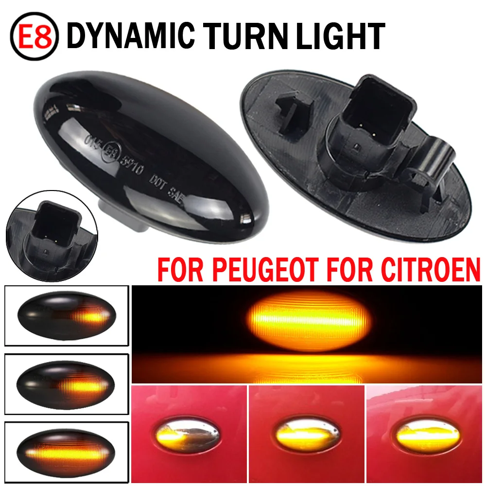 

2pcs Led Dynamic Side Marker Turn Signal Light Sequential Blinker Light Amber Indicator For Toyota Aygo Fiat Scudo For Peugeot