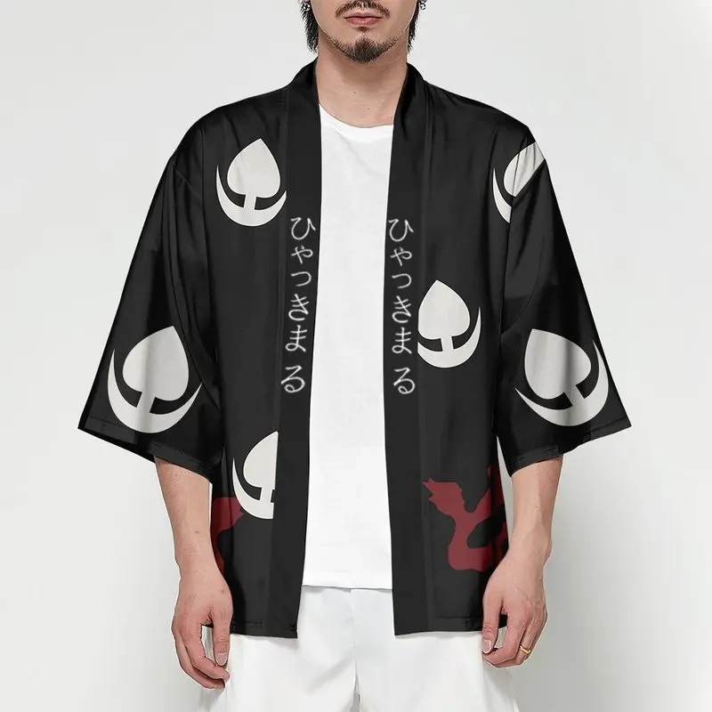 Кимоно с красными облаками для косплея Женское и мужское рукавом в семь точек