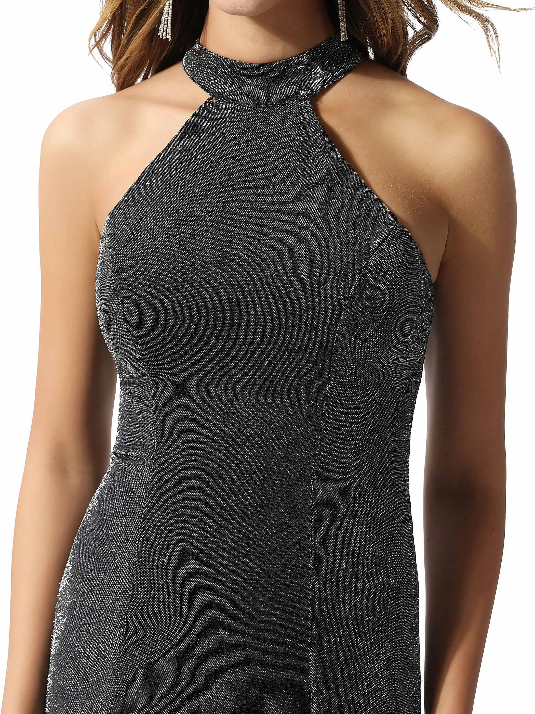 Tanpell простое серое коктейльное платье русалки с лямкой через шею без рукавов