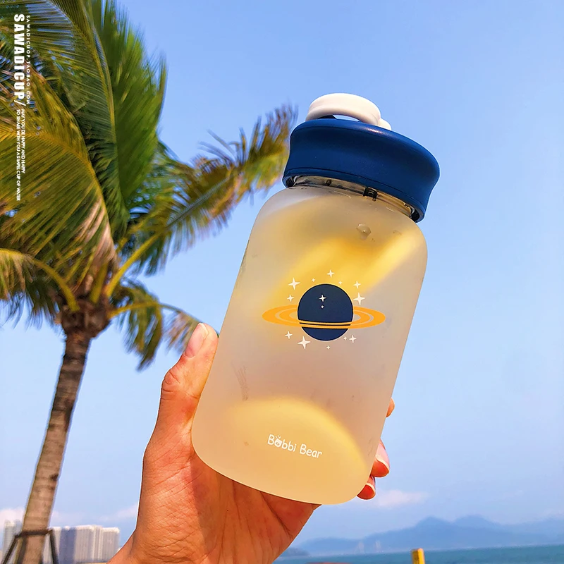 

Personalized Students Portable Cute and Creative Korean Glass Cup Vintage Design Long Drink Glass Outdoor Tasse Household Eg50bl