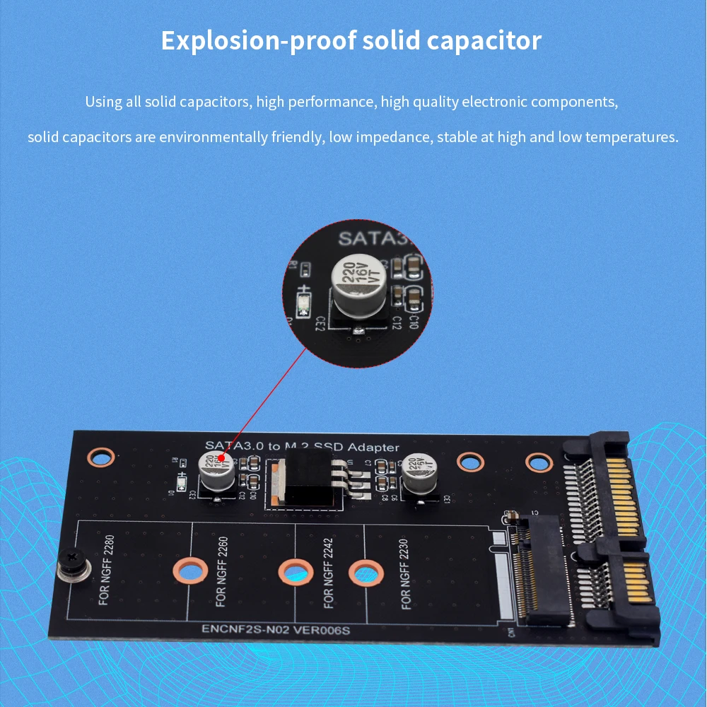 Адаптер TISHRIC SATA3.0 на M.2 SSD один порт NGFF в SATA плата адаптера 22PIN PCI-E Express для 2280 2260 2242 2230