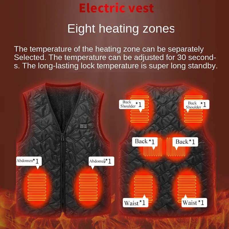 

Men's V-neck Intelligent Heating Cotton Vest USB Smart Electric Heating Vest Women's Outdoor Fashion Thermal Winter Warm Jackets
