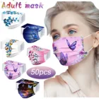 Повязка на голову 50 шт. одноразовая Маска бабочка для взрослых трехслойная дышащая Маска для лица Маска с цветным узором Маска