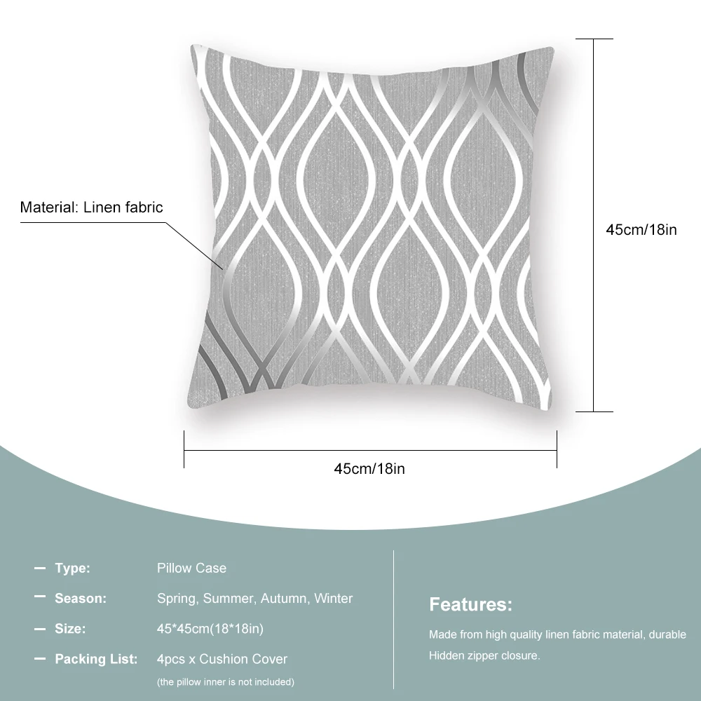 4 шт./компл. НОВЫЕ геометрические принты наволочки для подушек серая Талия