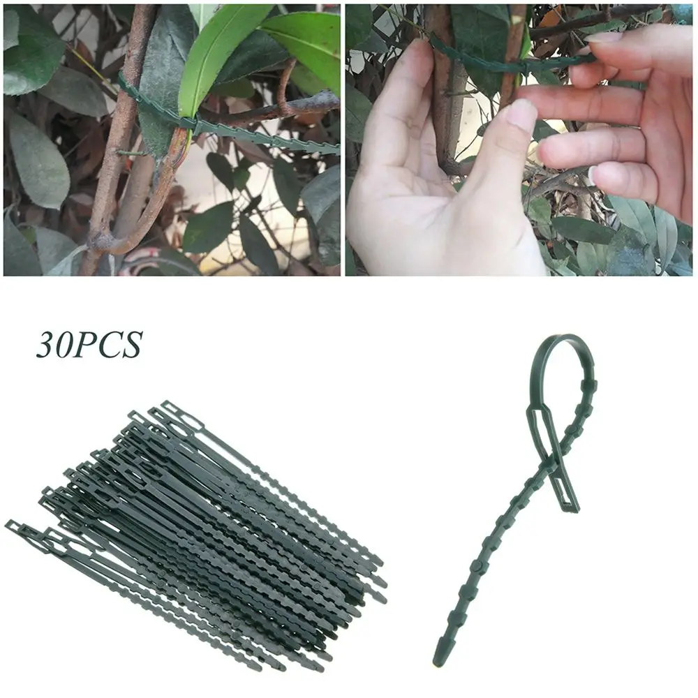 30 шт./лот регулируемые пластиковые кабельные стяжки для растений Многоразовые
