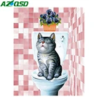 Azqsd DIY 5D Алмазная картина вышивка крестом кошка крест товары для шитья животных полный квадратныйКруглые Искусственные алмазы домашний декор